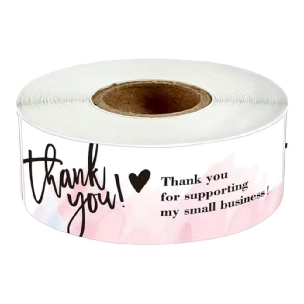 NEW‎ - Thank You Business Sticker - Pink Watercolor - 120 pieces